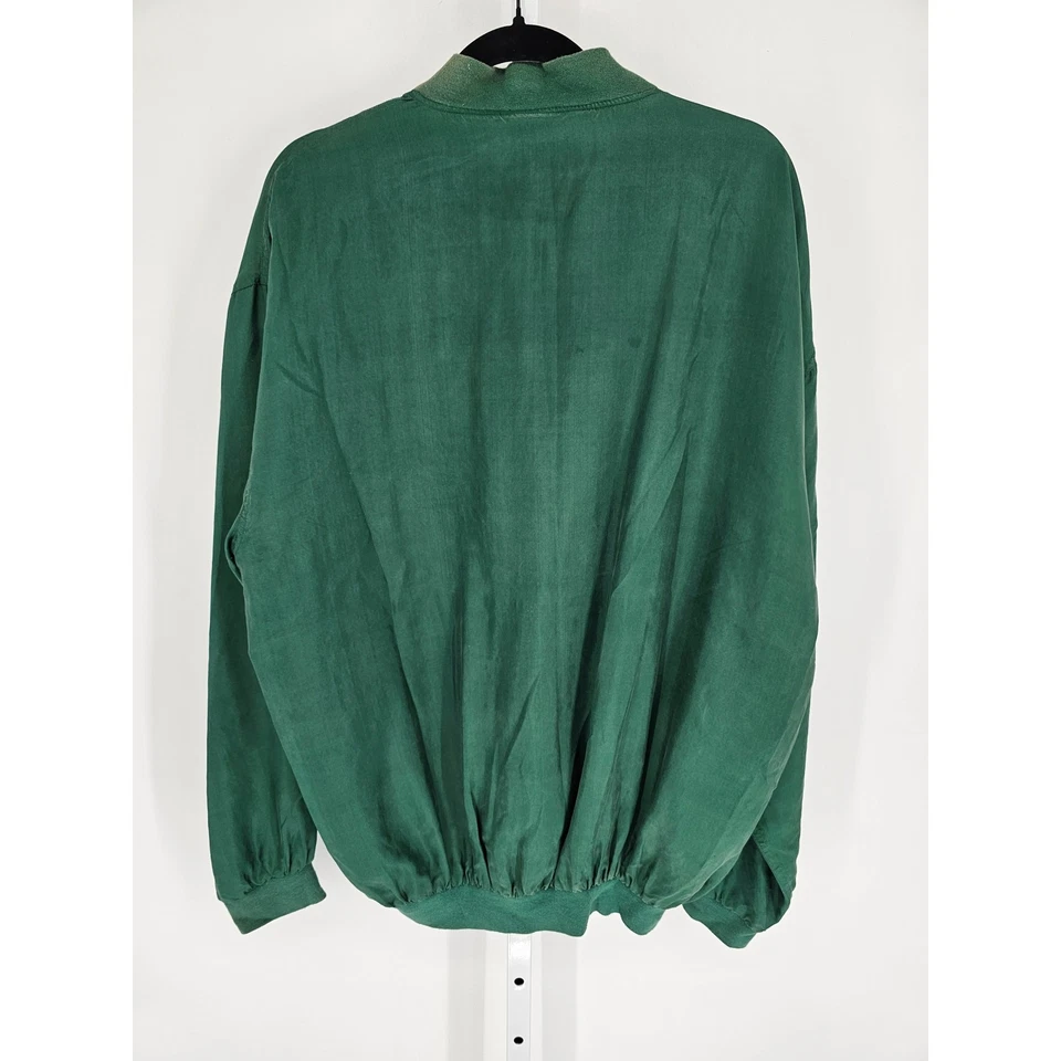 Chaqueta Bomber De Colección Fitzgeralds Casino Las Vegas Para Hombres Talla XL 100% Seda Verde Foto 4 de 4