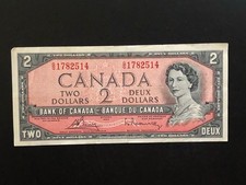 1954 Canada Two Dollar Banknote Currency - Circulated nice condition
