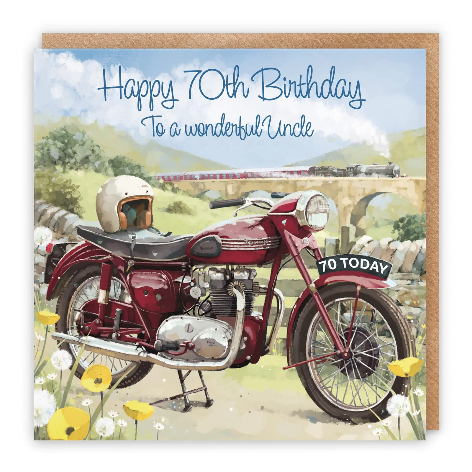 70th Uncle Birthday Card Vintage Motorbike Milo's Gallery