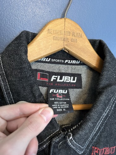 Vintage Y2K FUBU Jeans Collection Black Denim Jean Jacket Size Kids XL - Picture 3 of 4