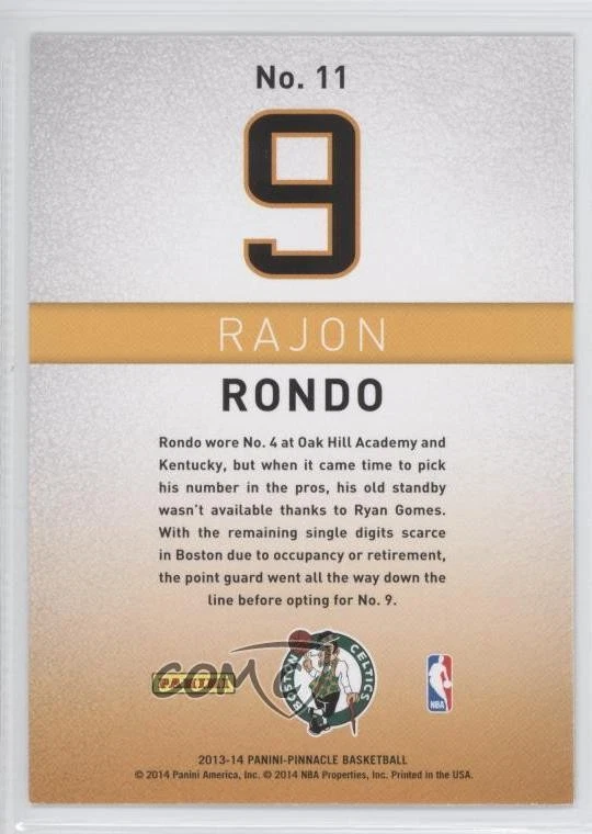 2013-14 Panini Pinnacle Behind The Numbers Rajon Rondo #11 - Image 2 of 2
