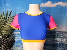 NWT Cupshe Womens Bikini Top Small Blue  Yellow Pink Color