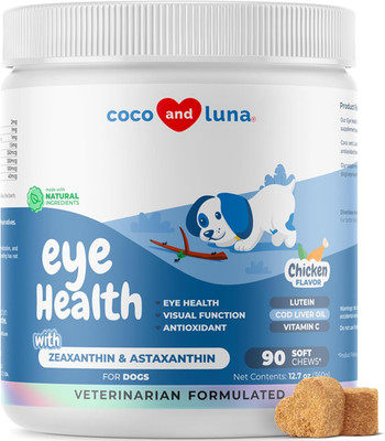 Eye Support for Dogs - 90 Soft Chews - Dog Supplements for Vision, Eye Vitamins 