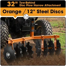 Heavy Duty ATV/UTV Disc Plow Harrow W/ 32" Cut Width & 2" Receiver Hitch Attach