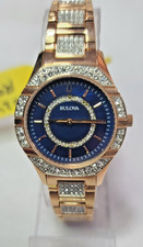 BULOVA BLUE DIAL DIAMOND ACCENT ROSE GOLD WATCH FOR WOMEN'S MB-659