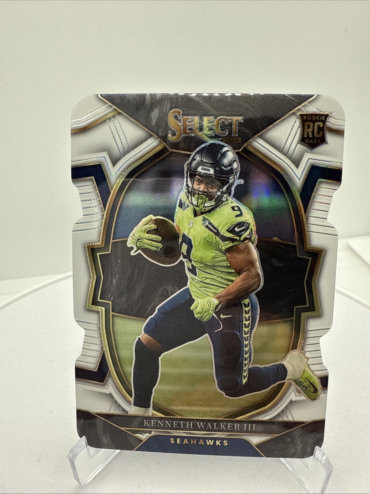 2022 Panini Select - Concourse Kenneth Walker III White Prizm Die-Cut /99 (RC)