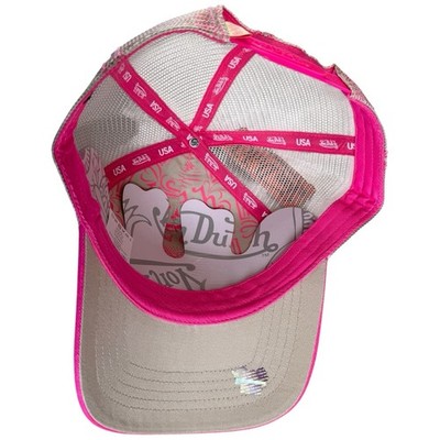 Von Dutch Neon Pink Cap with Cream Mesh Von Dutch Mesh Snapback Trucker Hat (HOT PINK) One Size  main image 2