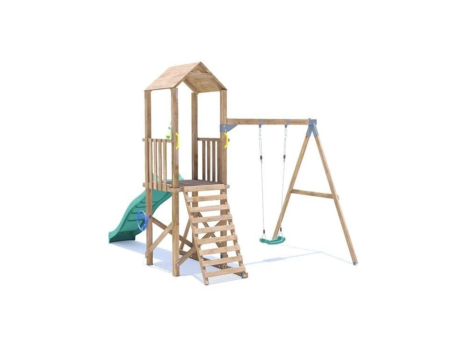 Dunster HouseClimbing Frame with Slide, One Swing and High Platform SquirrelFort - Image 2 of 4