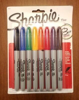 Sharpie Permanent Marker Fine Point 8ct Multi-Color New