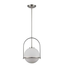 Owens 1-Light Brushed Nickel Globe Pendant Light Fixture w/ Frosted Glass Shade