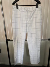 Men’s Nike Golf Dri-Fit Tour Performance Stretch White Plaid Pants Size 36x32