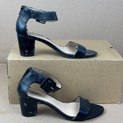 White Mountain Elixir Women's 8M Black Block Heel Ankle Strap Sandals W22920