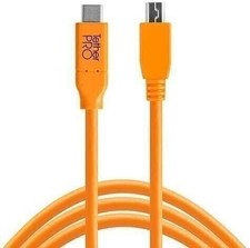 TetherPro USB-C to 2.0 Mini-B 8-Pin, 15' 4.6m  High-Visibility Orange 