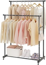 Clothing Garment Rack with Wheels Rolling Heavy Duty Capacity Collapsible