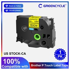 1PK TZ-651 TZe-651 Black on Yellow Label Tape 1" Compatible For Brother P-Touch