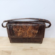 Vintage Genuine Alligator Leather Purse Shoulder Bag Flap Zip Made In USA FL
