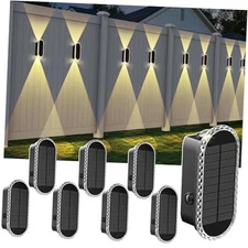Solar Fence Lights Outdoor - 3 Modes,Up & Down Lighting 8PK 3000/4000/6000K