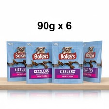 6 Pack BAKERS Sizzlers Bacon Dog Treats 6 x 90g (540g Total) Chewy Rasher Strips