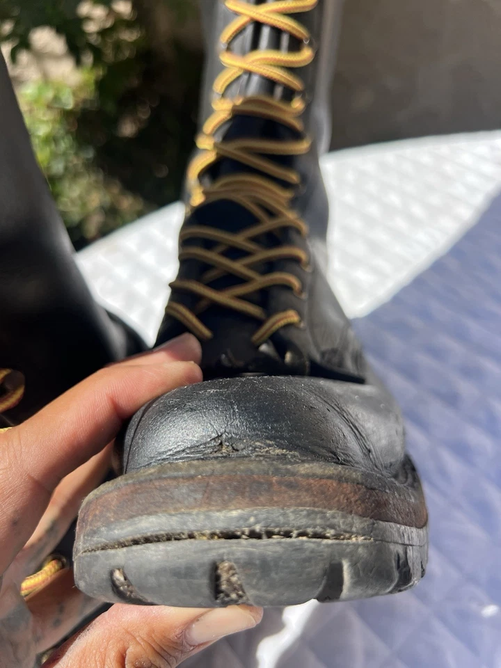 Botas de trabajo White’s Explorer Tall Smoke Jumper Logger Hi Line de cuero negro 9,5 B Foto 3 de 4