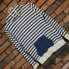 ANIMAL Women s Hoodie Jumper UK 10 cream Striped 100 Cotton