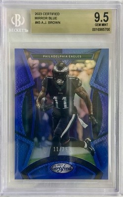 2023 Panini Certified A.J. Brown Blue Mirror # /75  45 Eagles BGS 9.5 Beckett