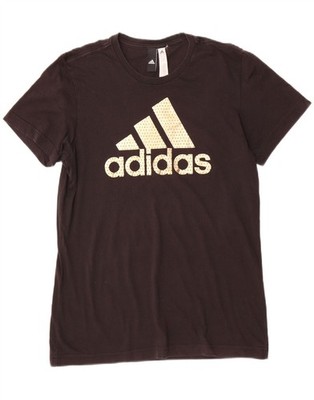 Adidas Damen Grafik T-Shirt Oberteil UK 14 Medium schwarz Baumwolle QT07