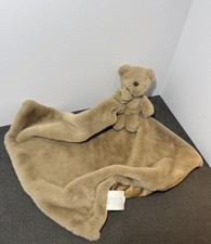 Pottery Barn Kids Bear Plush Security Blanket Beige Polyester 16-18"
