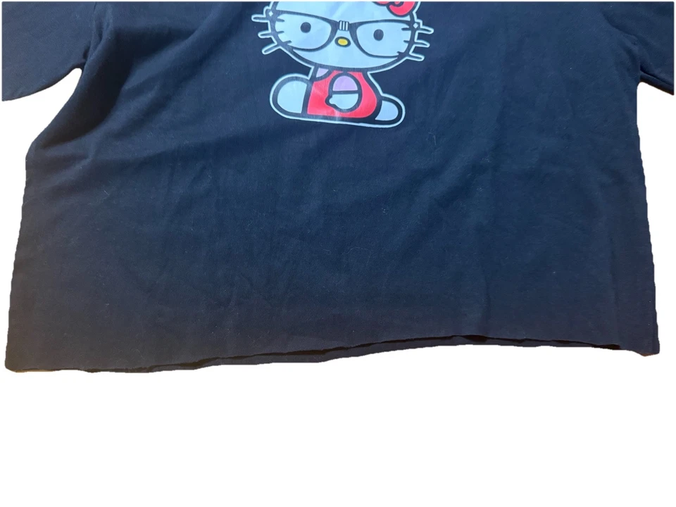 Youth Small Hello Kitty Black T Shirt. Short Sleeve With Bottom Cut Off. - Image 2 of 3