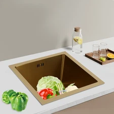 Multifunctional 304 Stainless Steel Sink 38x38 cm Rectangular Kitchen Sink Gold