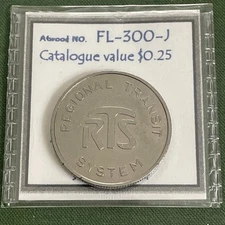 Obsolete Regional Transit System One Fare Token Atwood FL-300-J Gainesville FL