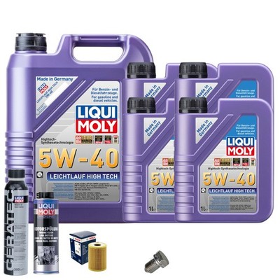 Motoröl 5W40 LIQUI MOLY 9L+BOSCH Ölfilter+Spülung+Cera Tec+Ölablassschraube
