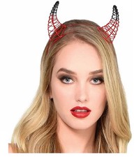 Red/Black Metal Devil Horns Headband Costume Accessory - One Size