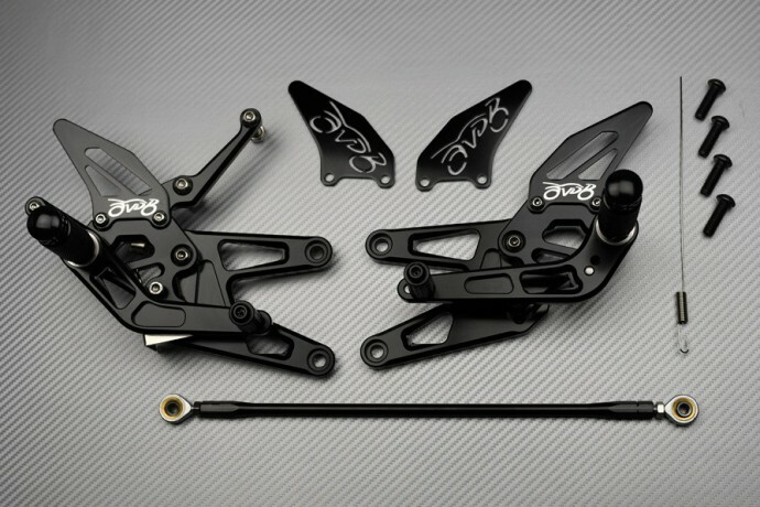 Repose-pieds noir Racing AVDB en aluminium usiné pour moto YAMAHA YZF-R6