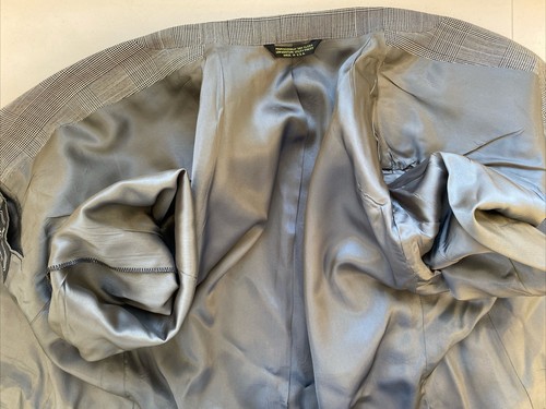 Strathmore Men's Black & White Plaid Wool Blazer 44L $495 - Picture 6 of 11
