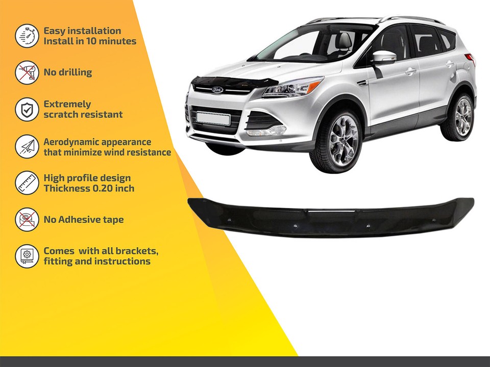 Bug Shield Bonnet Guard Fits Ford Escape 2012-2015 Hood Protector ...