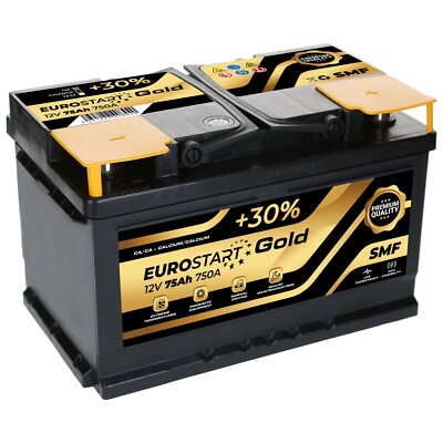 Autobatterie Eurostart Gold SMF 75Ah 12V Starterbatterie TOP Angebot GELADEN