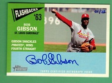 2012 TOPPS HERITAGE BOB GIBSON AUTO FLASHBACKS '63 1/25 CARDINALS