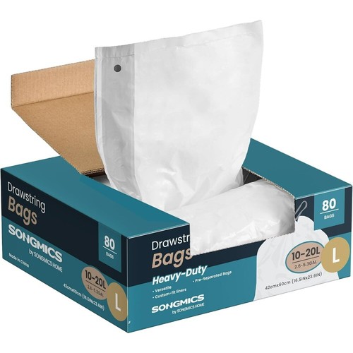 Heavy-Duty Garbage Bags with Drawstrings