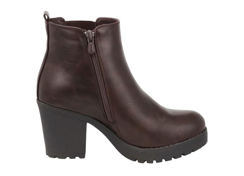 Women's Chelsea Stretch Chunky Lug Sole Platform Block Heel Ankle Bootie, Brown - Picture 6 of 7