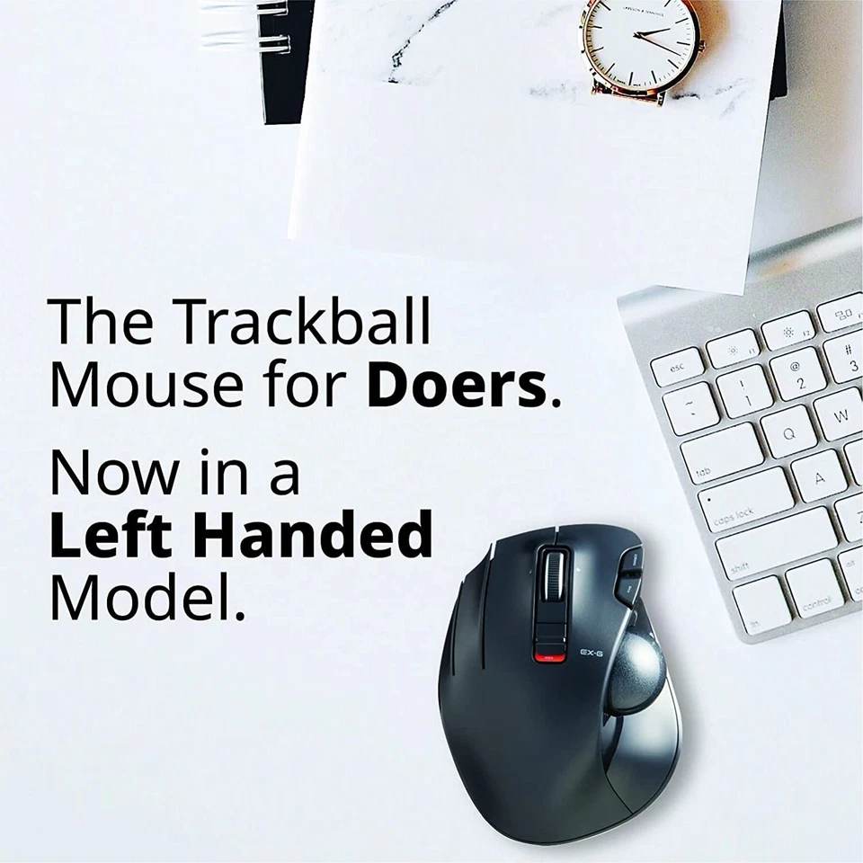 ELECOM Mouse Wireless Trackball 6 Buttons for Left Hand Black M-XT4DRBK - Image 2 of 4