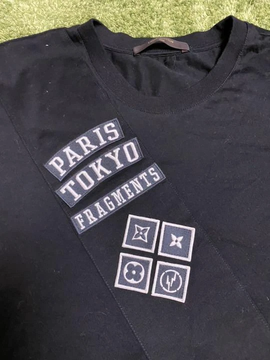 Louis Vuitton FRAGMENT T-Shirt Tops Men L Monogram Embroidery