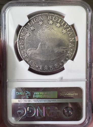 1833 C/S Y.II Bolivia 8 Reales Silver Coin NGC VF Details - lot#2 - Picture 4 of 6