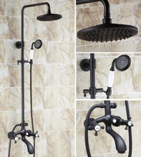Black Oil Rubbed Brass Bathroom Rainfall Shower Faucet Set Tub Mixer Tap shg116