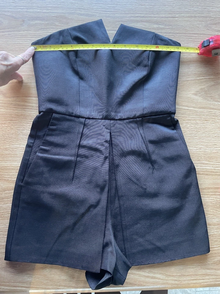 Topshop Mameluco Estilo Esmoquin Sin Tirantes Negro Talla US4, Cremallera Trasera y Bolsillos Delanteros Foto 2 de 4