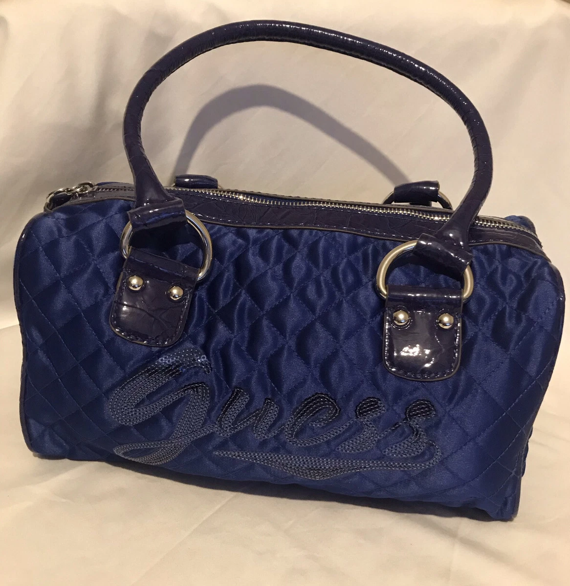 GUESS Ladies Royal Blue Large Barrel Quilted Causal Evening Party