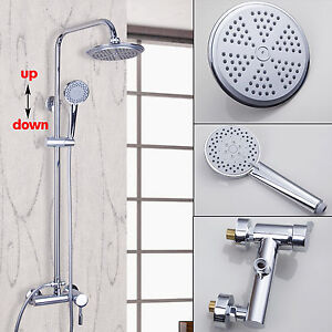 Wall Mount Bath Shower Faucet Set 8-inch Rain Shower Mixer Tap Rain Head Chrome