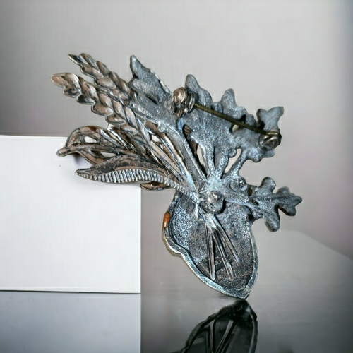 Pewter Enamel Acron Brooch Pin 3D Layered Leaves (D141) - Afbeelding 6 van 6