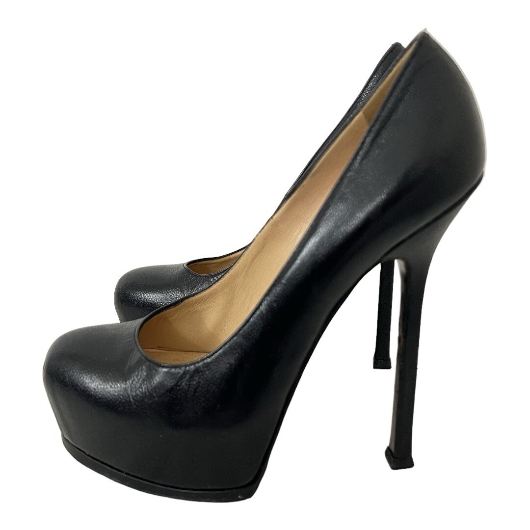 YSL Saint Laurent decolte donna 37 5 omaggio tacco a spillo pelle plateau