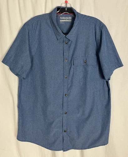 Avalanche Outdoor Mens Button Up Hiking Shirt Size L Blue Stretch Short Sleeve
