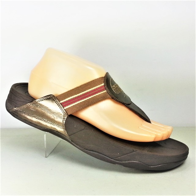 FitFlop Wobble Board Brown Red White Canvas Strap Platform Thong Sandals Size 9 | eBay